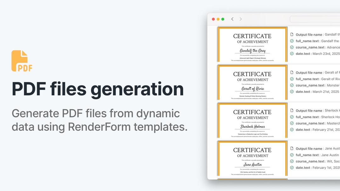 Generate PDF files from dynamic data