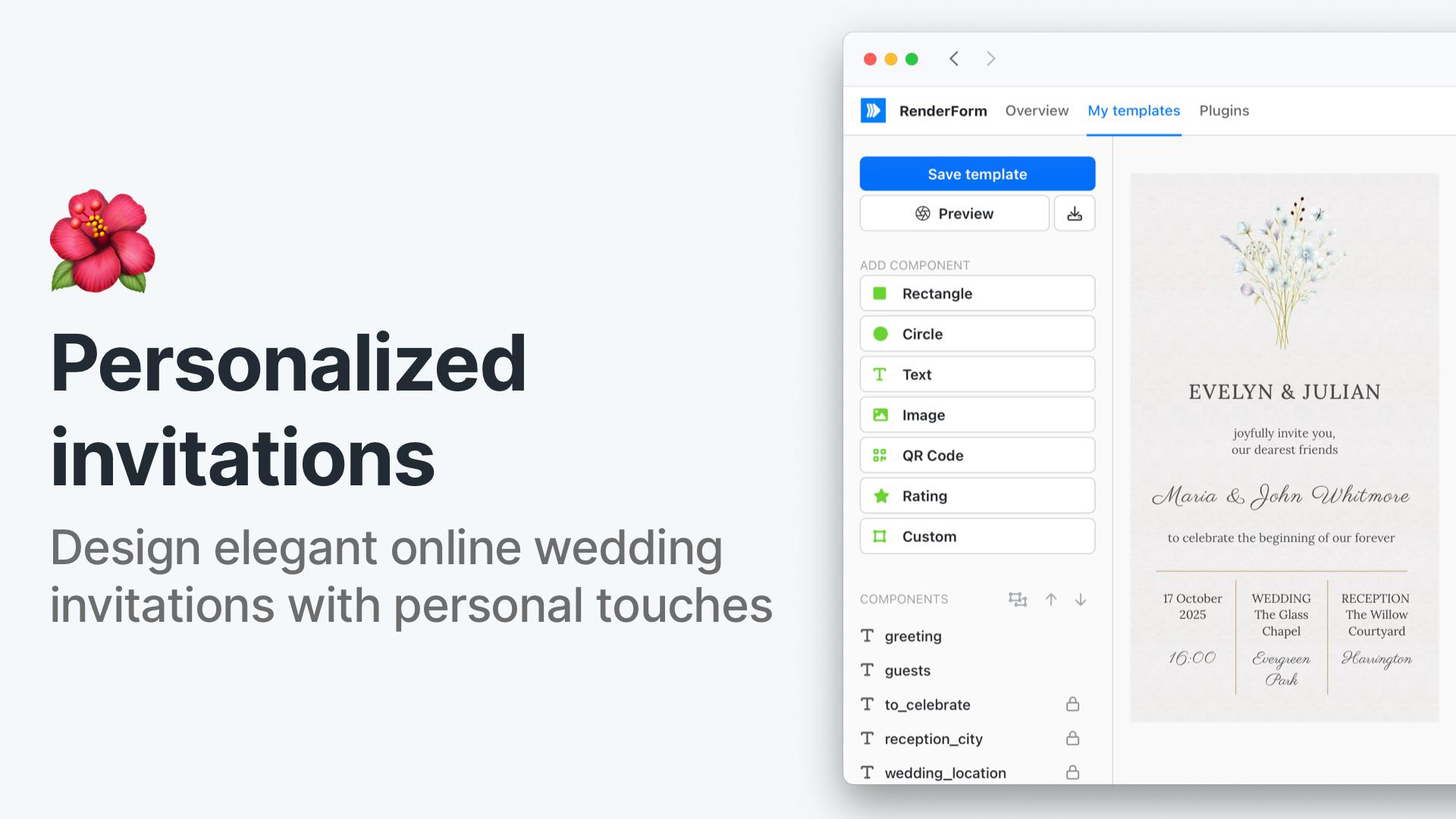 Customized online wedding invitations