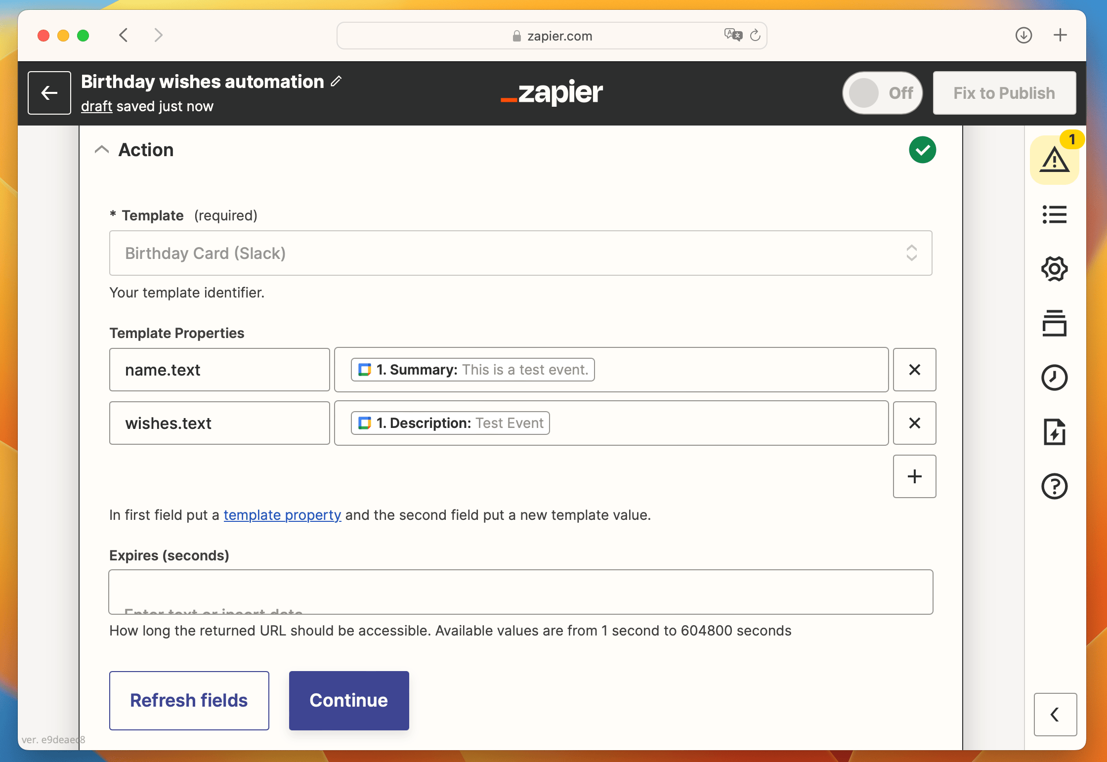 Setting up RenderForm action in Zapier