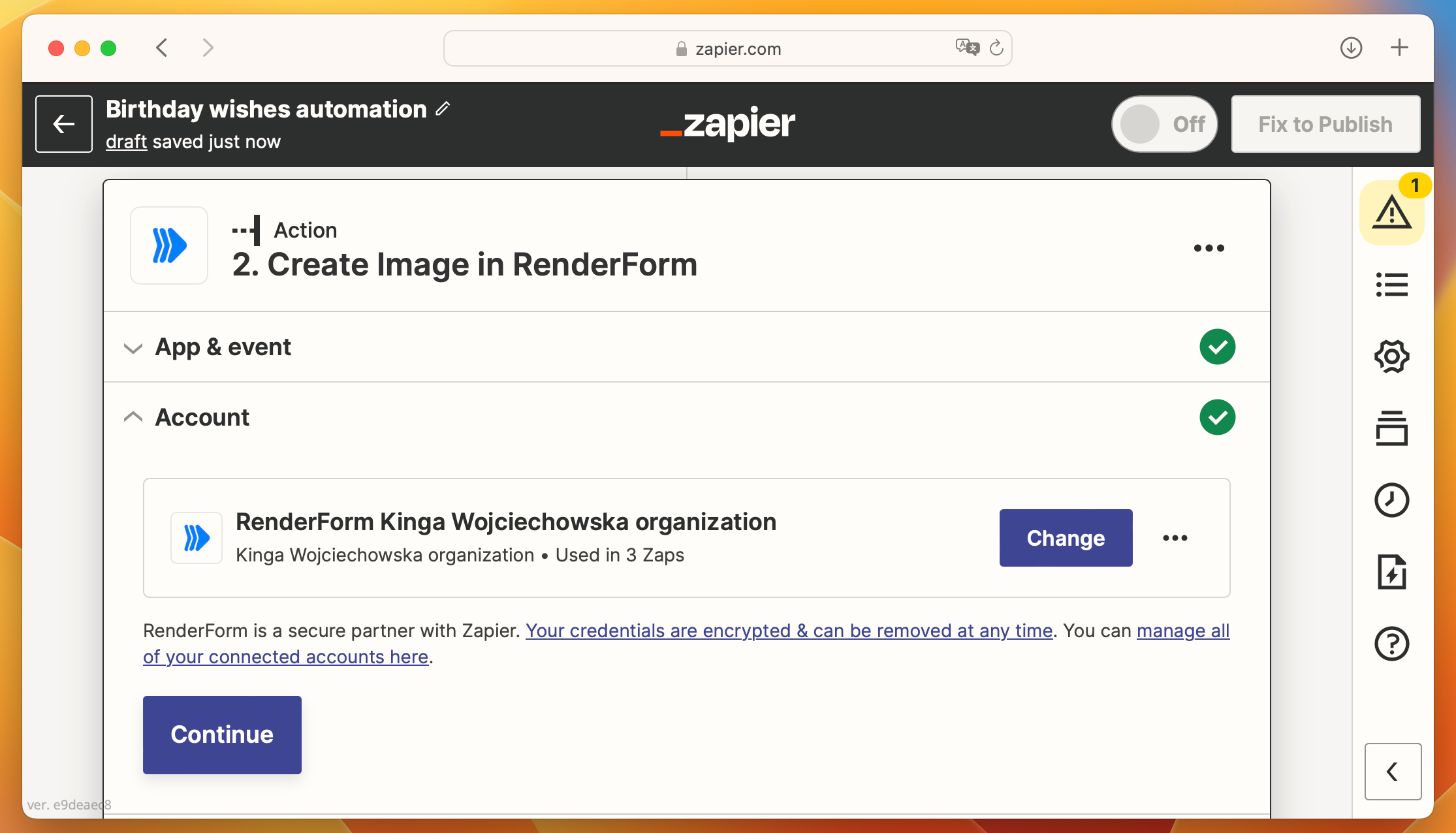 Connecting RenderForm to Zapier
