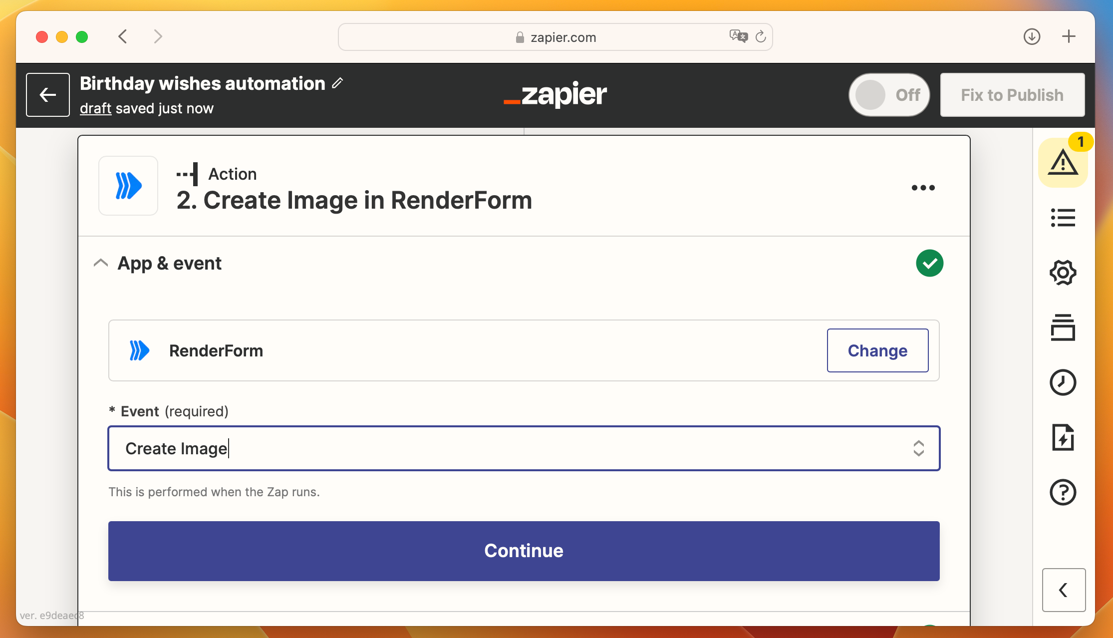 Setting up RenderForm as action in Zapier automation