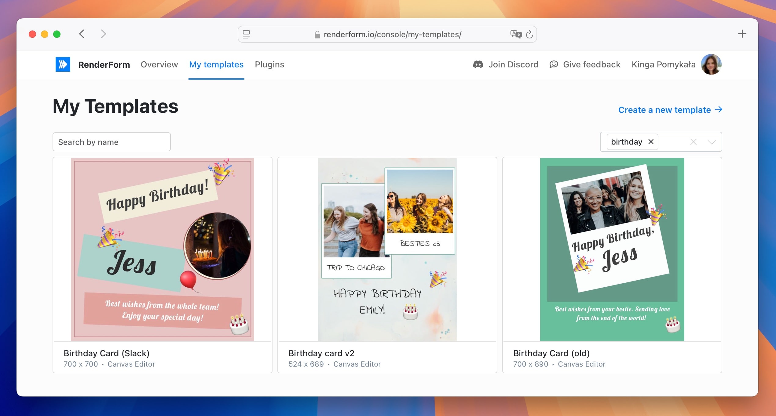 Filtering templates by tags