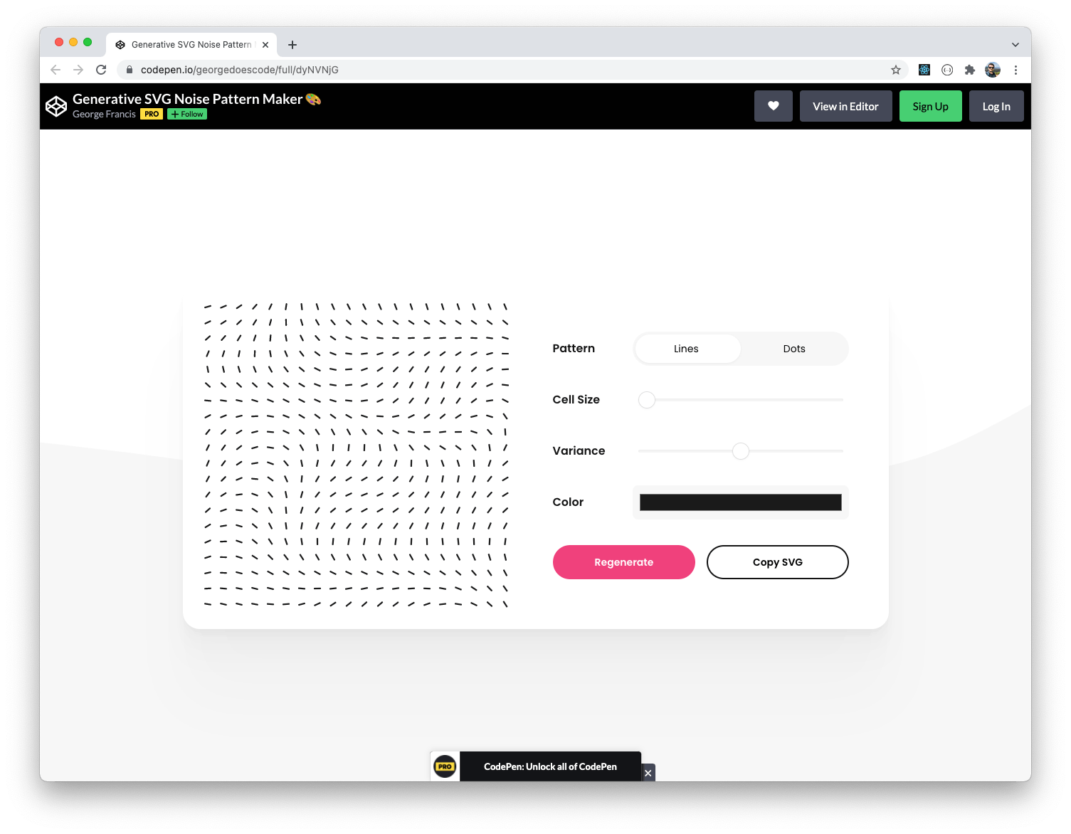 Noise Pattern Generator on CodePen