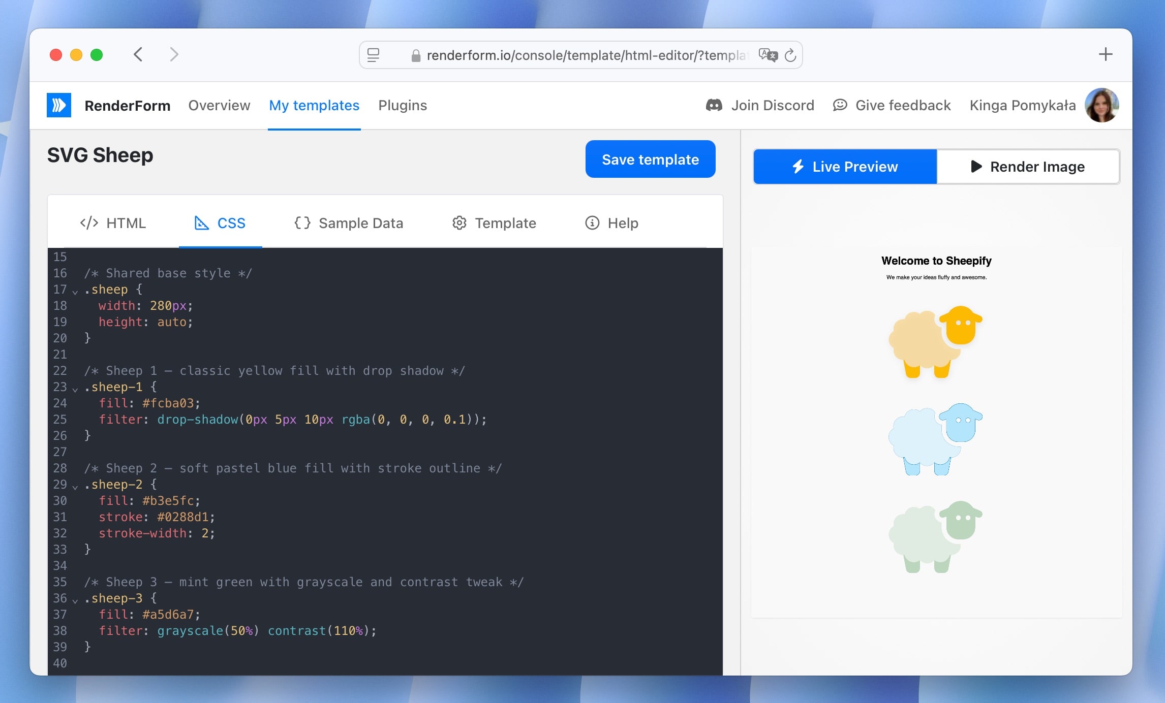 SVG styling in HTML editor