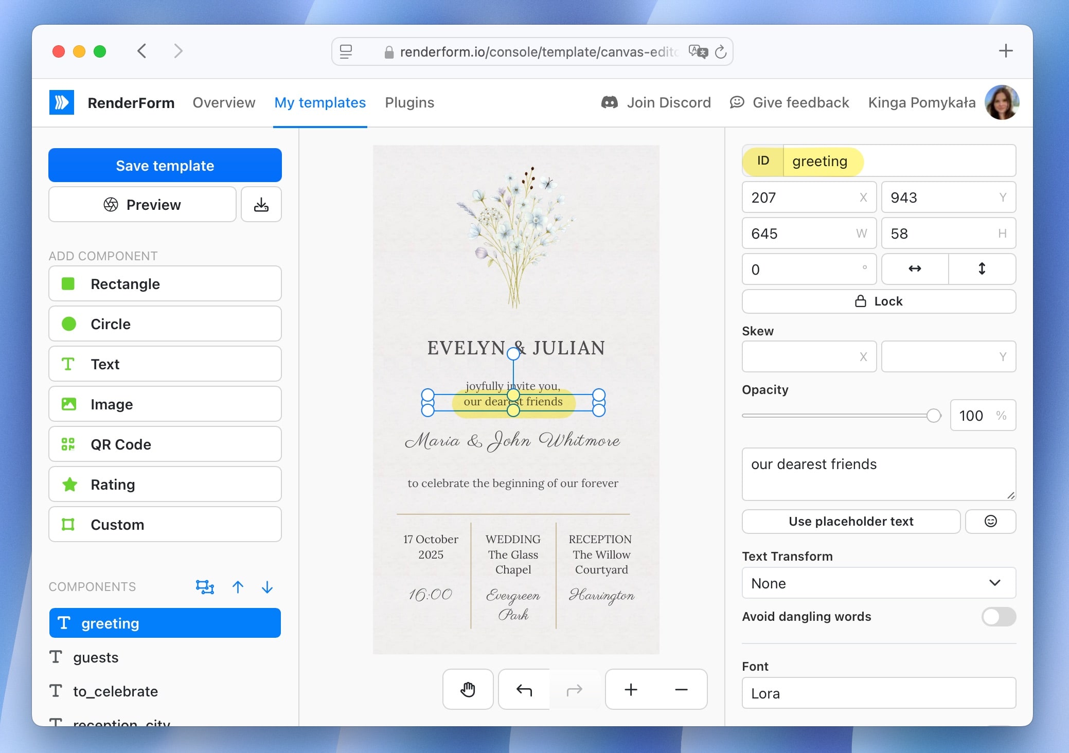 Template personalization