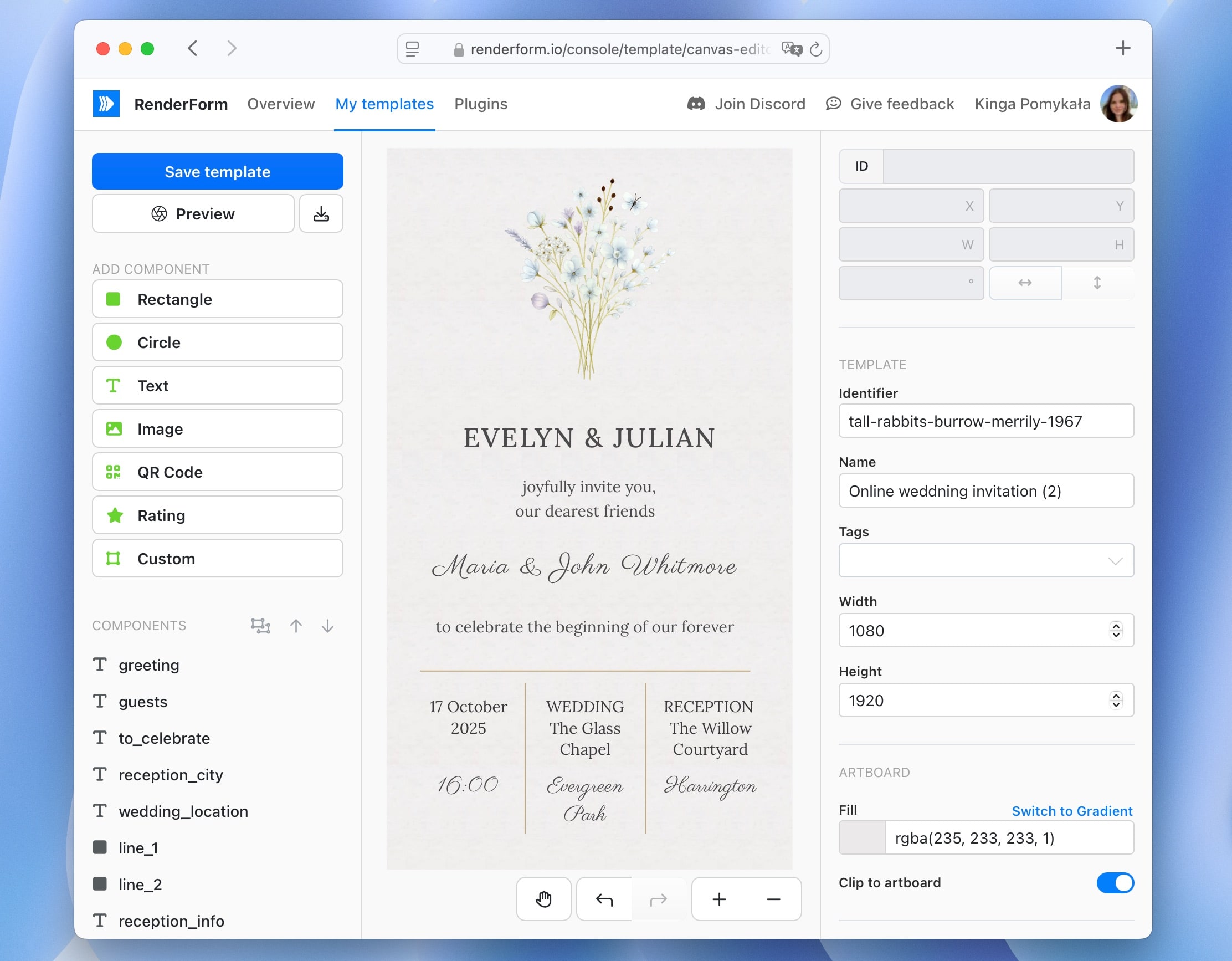 Wedding invitation template