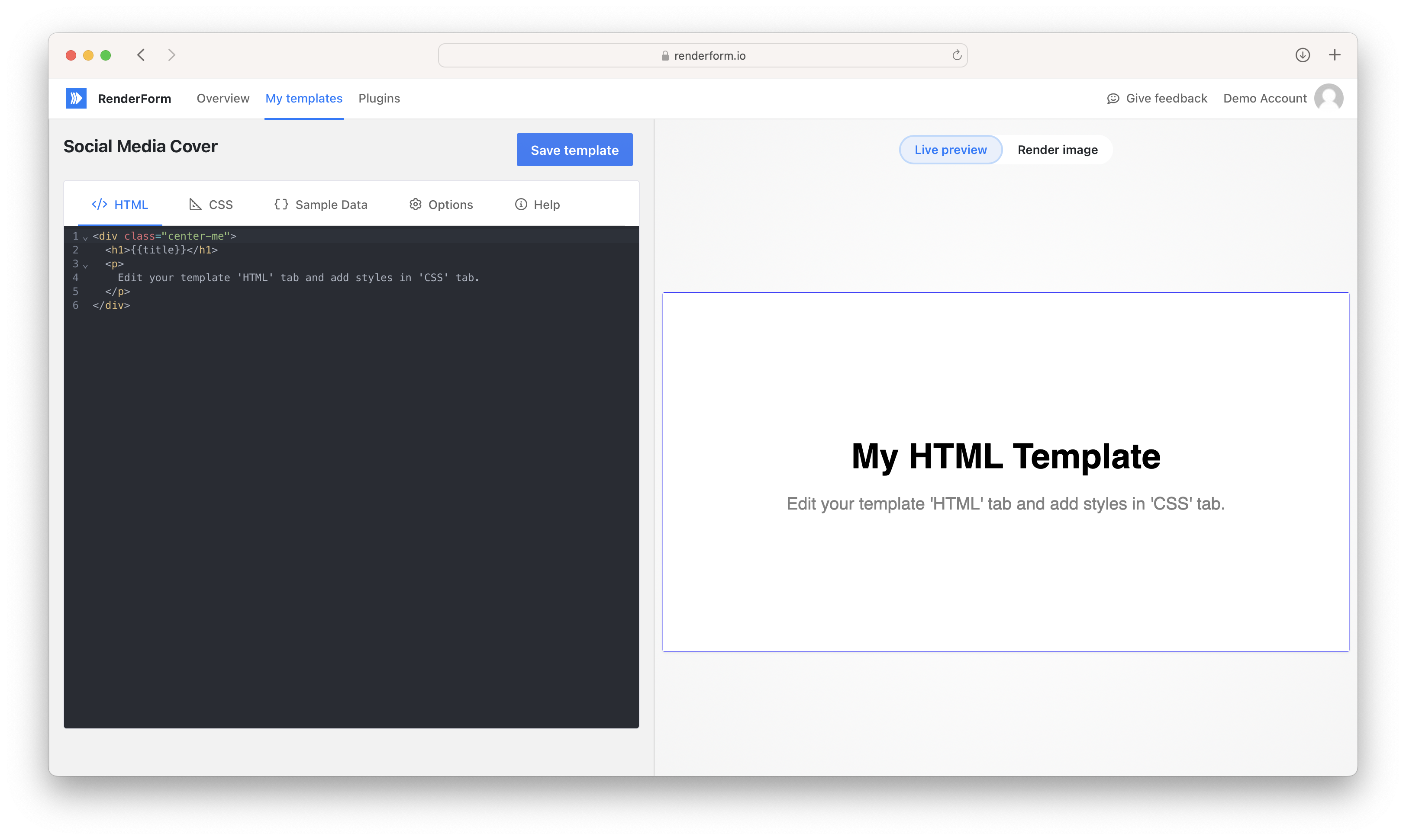 HTML Template Editor for Image Generation