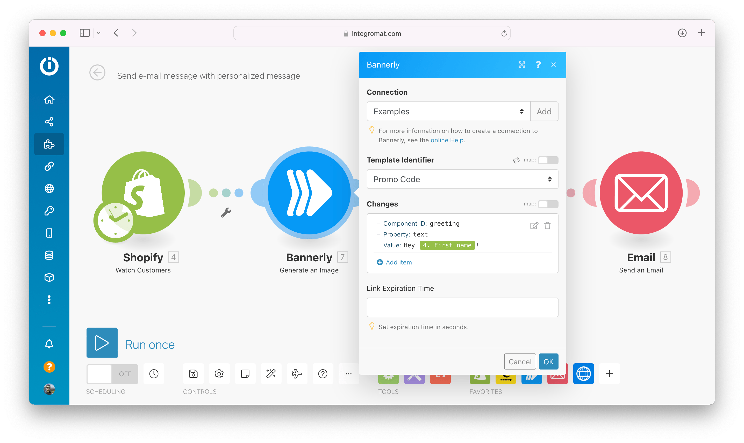 Integromat: image generation module