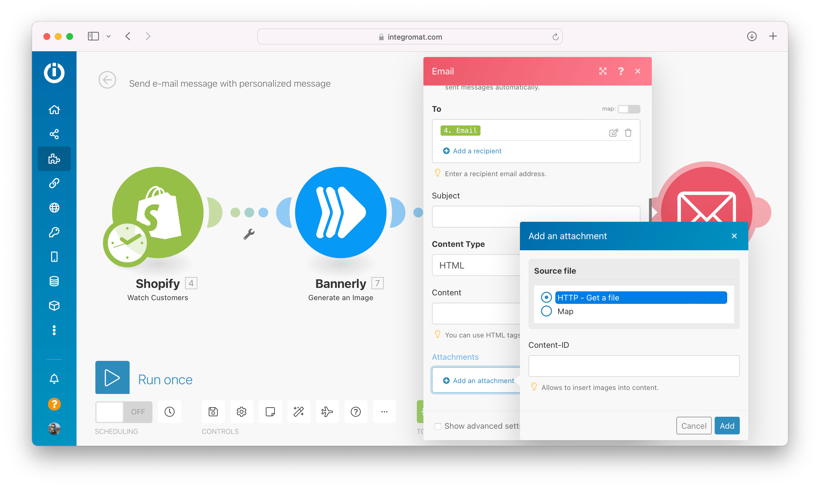 Integromat: add image attachment